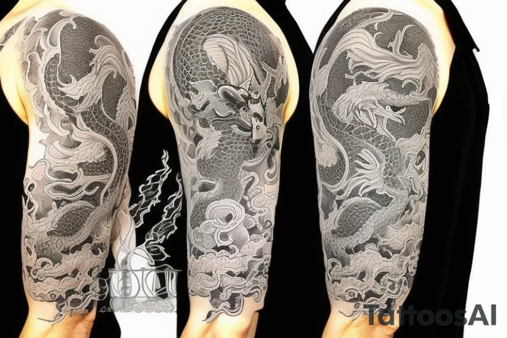 half sleeve with elements of stoicism and a dragon tattoo idea