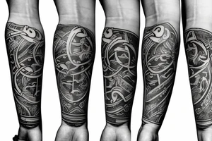 forearm sleeve with stoicism style tattoo idea