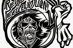 the word 'Rebelion' and an anarchy fist with the words 'love, AboveColin' beneath it. tattoo idea