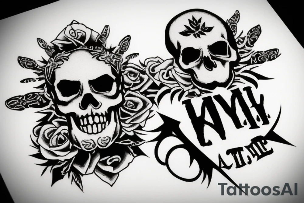 skull with the word antihype tattoo idea