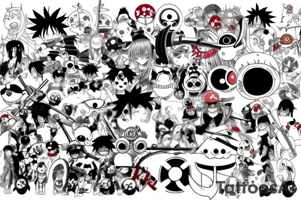 Something from anime and Japanese culture like one piece and naruto which contains swords or eyes tattoo idea