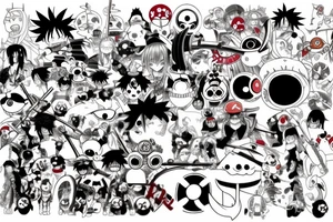 Something from anime and Japanese culture like one piece and naruto which contains swords or eyes tattoo idea