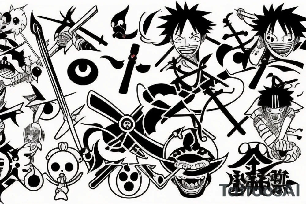 Something from anime and Japanese culture like one piece and naruto which contains swords or eyes tattoo idea