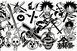 Something from anime and Japanese culture like one piece and naruto which contains swords or eyes tattoo idea