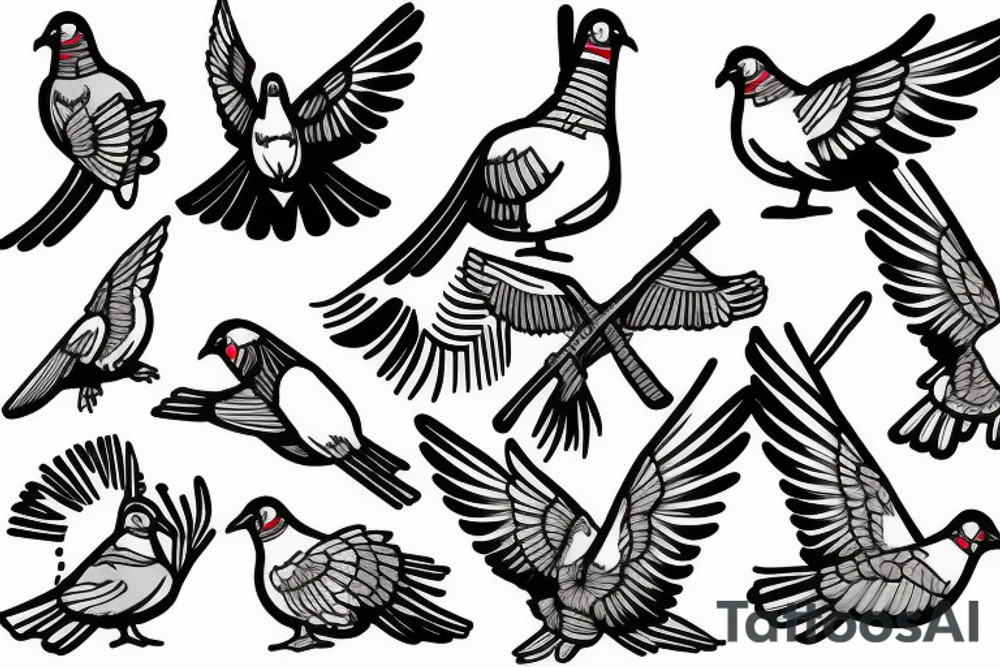 pigeons and a cross tattoo idea