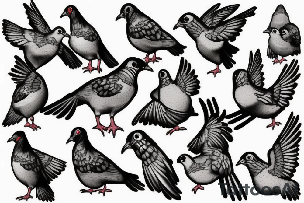 pigeons and a cross tattoo idea