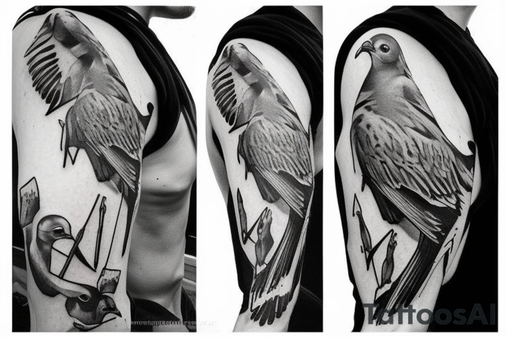 pigeons and a cross tattoo idea