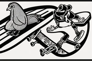 Chicken joe doing a laser flip on a skateboard tattoo idea