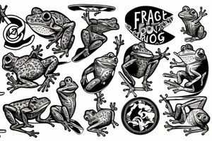Frog skateboarding american traditional tattoo idea