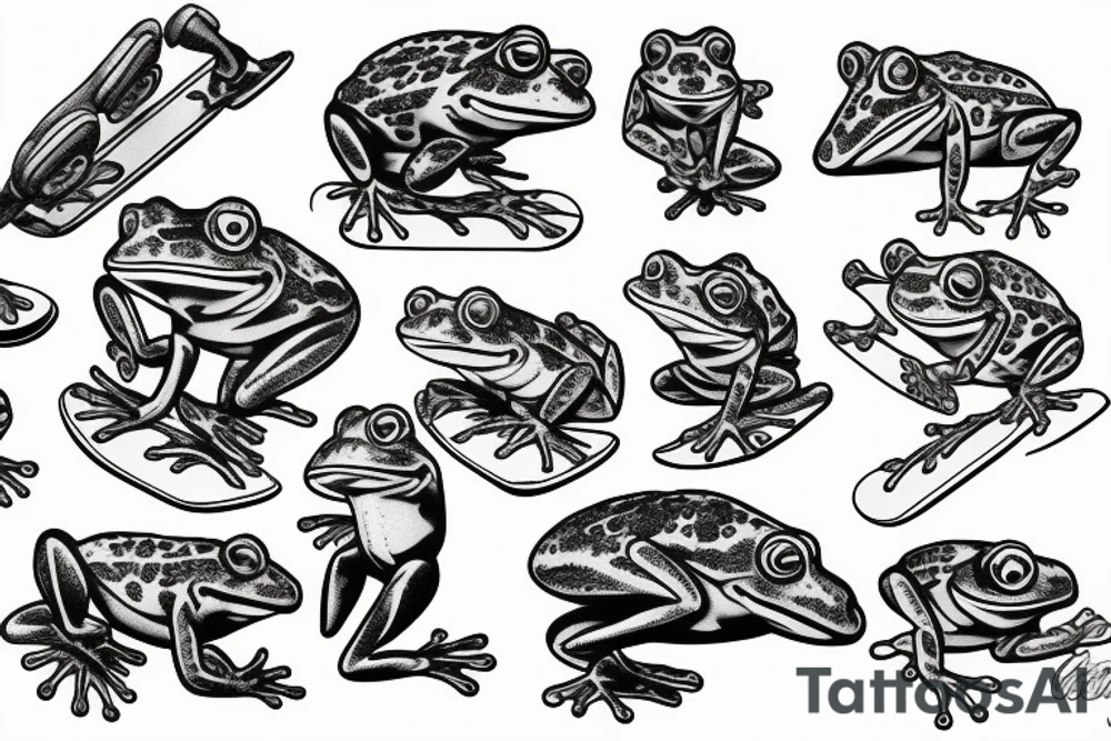 Frog skateboarding american traditional tattoo idea