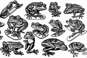Frog skateboarding american traditional tattoo idea