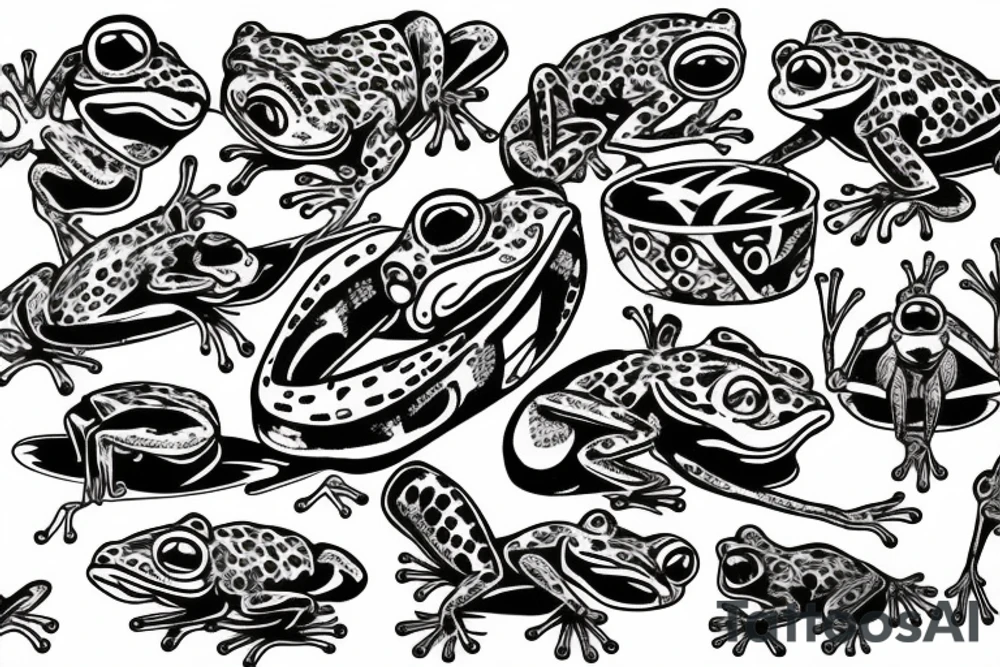 Frog skateboarding american traditional tattoo idea