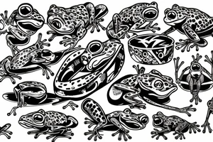 Frog skateboarding american traditional tattoo idea