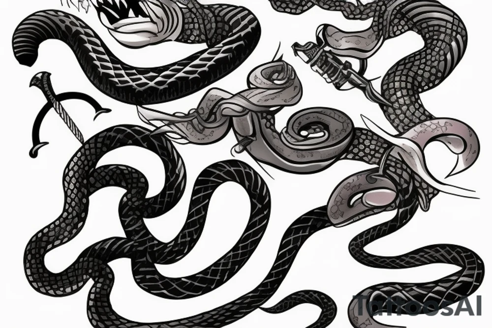 Snake with a sword tail tattoo idea