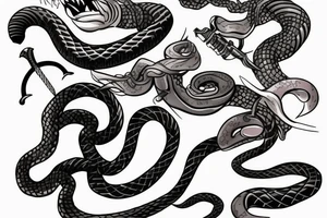 Snake with a sword tail tattoo idea