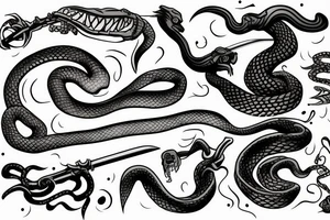Snake with a sword tail tattoo idea