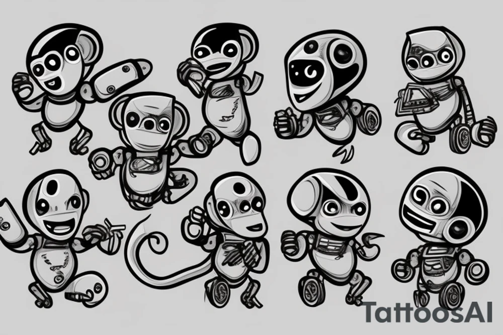 Monkey fighting a robot tattoo idea