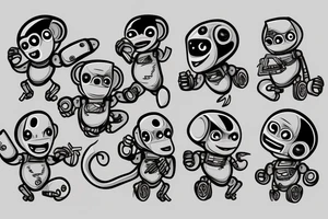Monkey fighting a robot tattoo idea