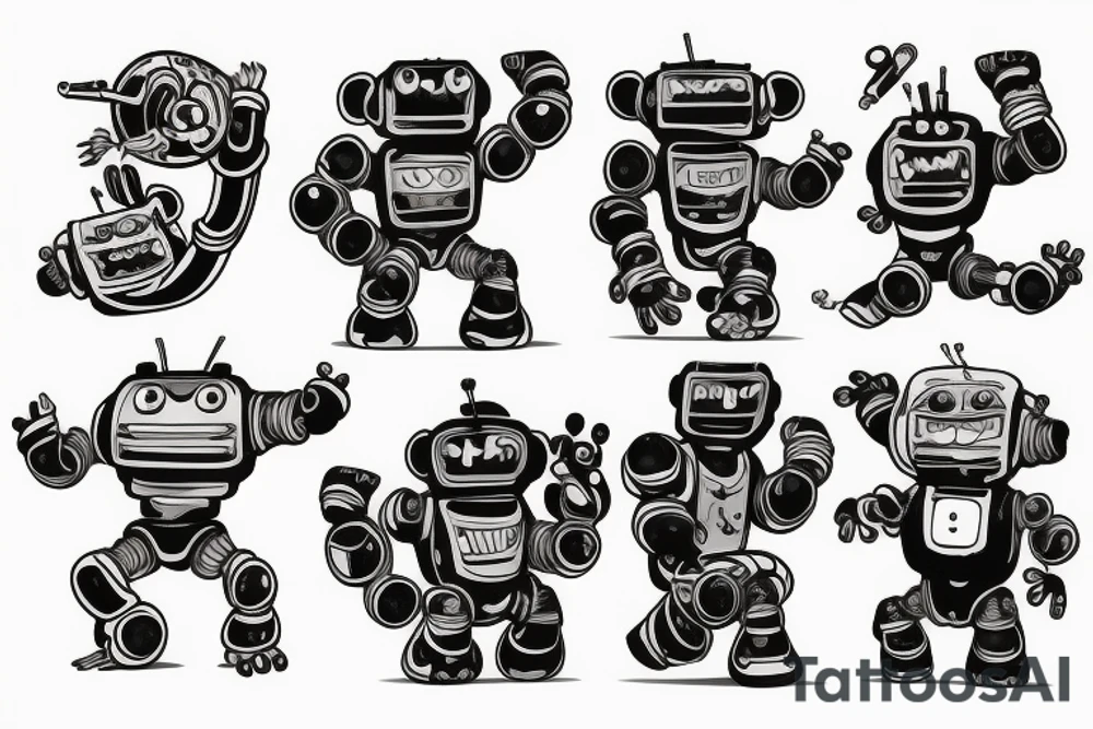 Monkey fighting a robot tattoo idea