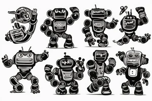 Monkey fighting a robot tattoo idea