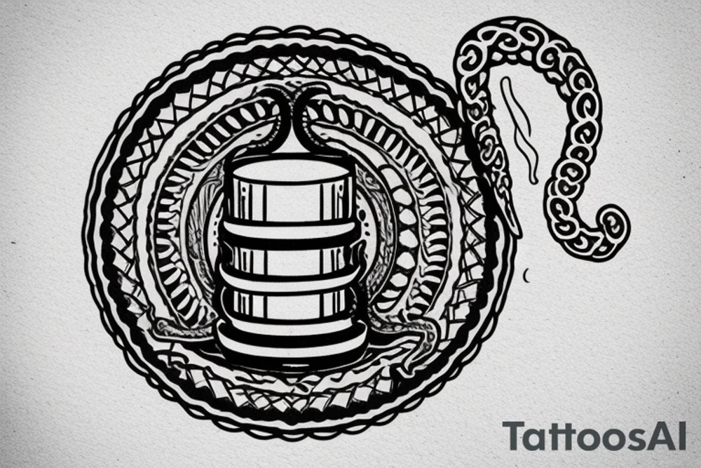 Victorian style candle with an ouroboros used as a candle holder tattoo idea