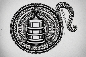 Victorian style candle with an ouroboros used as a candle holder tattoo idea