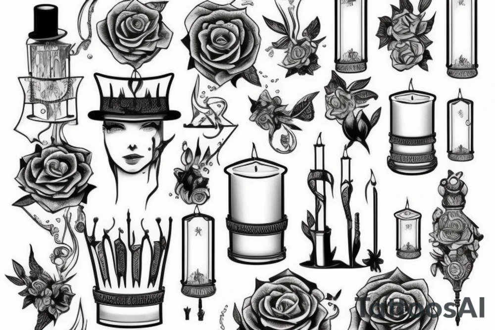 Victorian candle tattoo idea