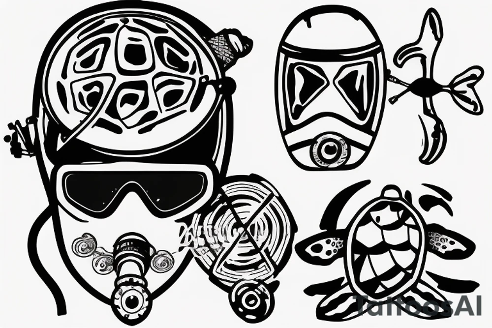 diving helmet with sea turtle and stand up paddle board tattoo idea diving helmet with sea turtle and stand up paddle board tattoo idea
