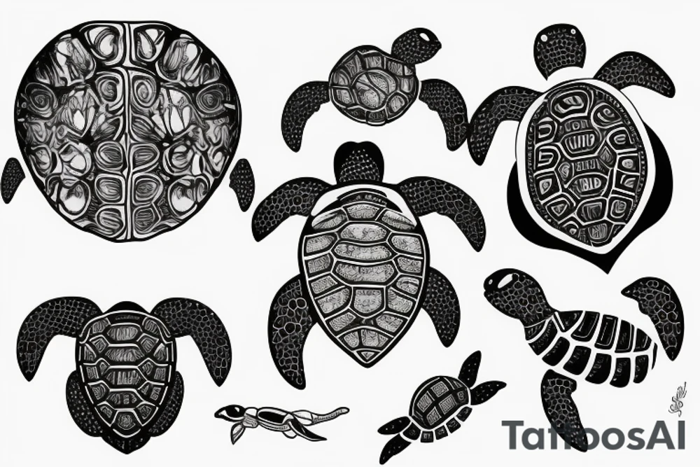 turtle skeleton in space tattoo idea