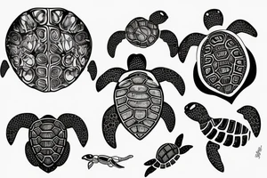 turtle skeleton in space tattoo idea