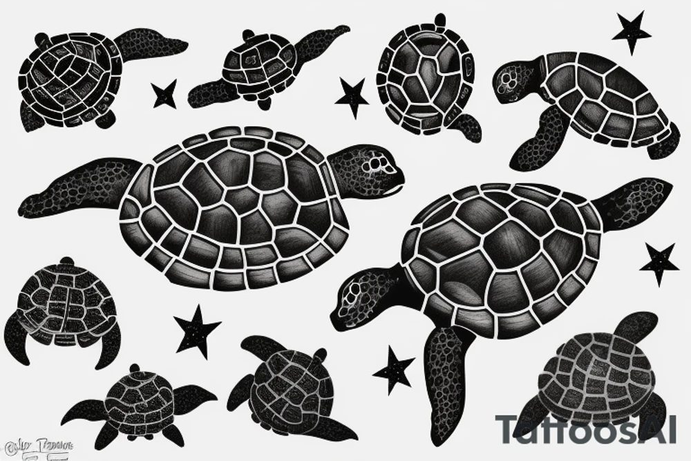 turtle skeleton in space tattoo idea
