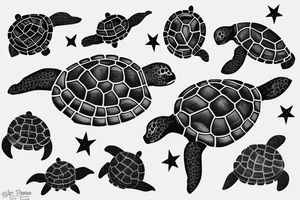 turtle skeleton in space tattoo idea