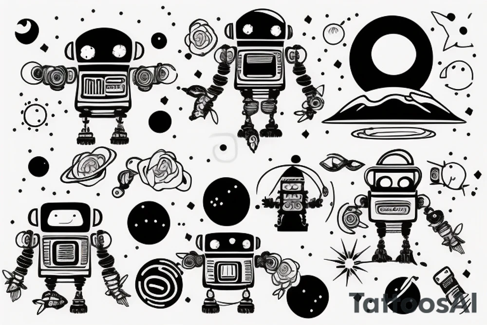 robot in space making out tattoo idea