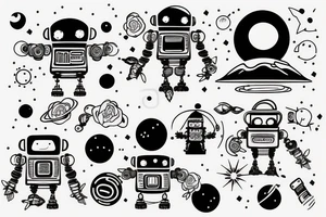 robot in space making out tattoo idea