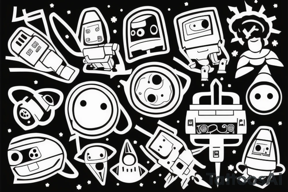 robot in space making out tattoo idea
