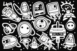 robot in space making out tattoo idea