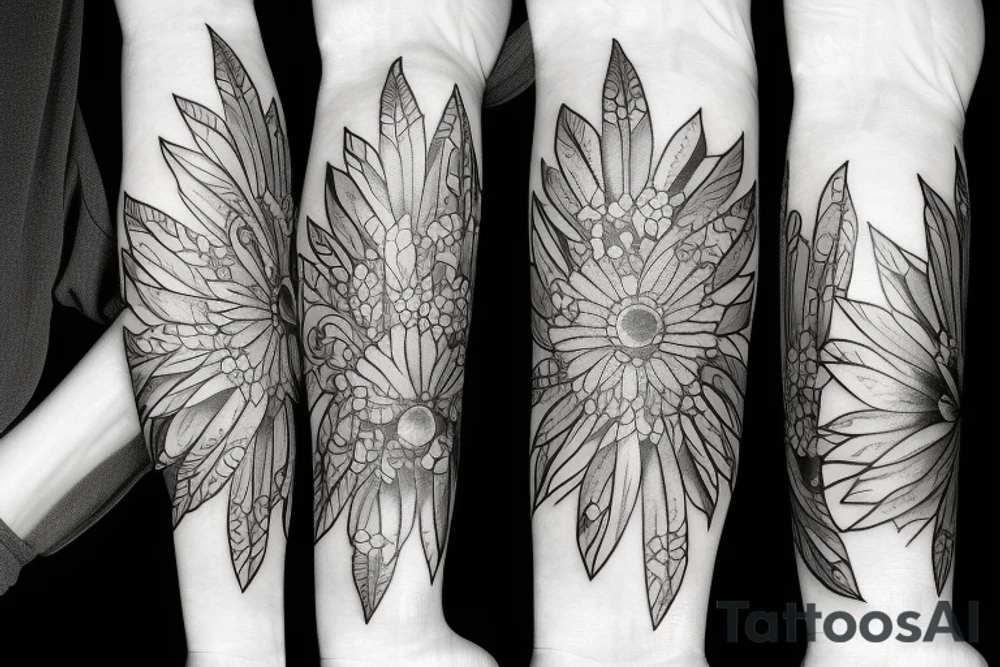 A silver trumpet and flowers tattoo idea