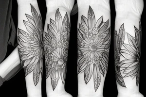 A silver trumpet and flowers tattoo idea