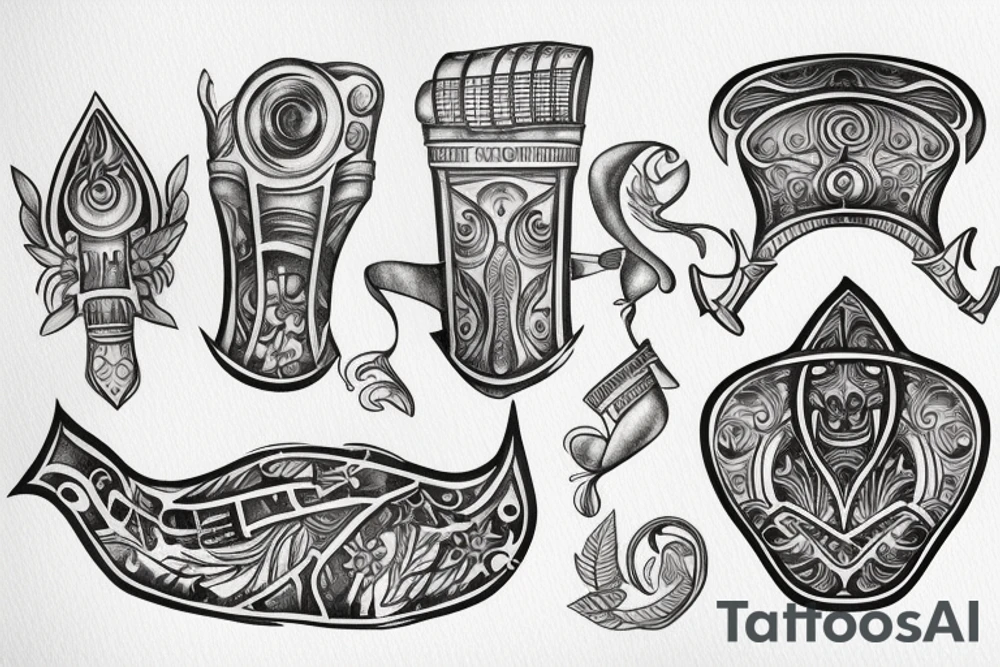 A silver trumpet tattoo idea