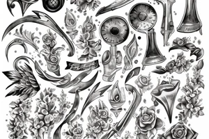 A silver trumpet tattoo idea