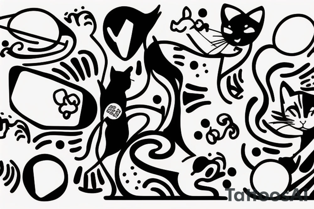Two cats playing ping-pong tattoo idea