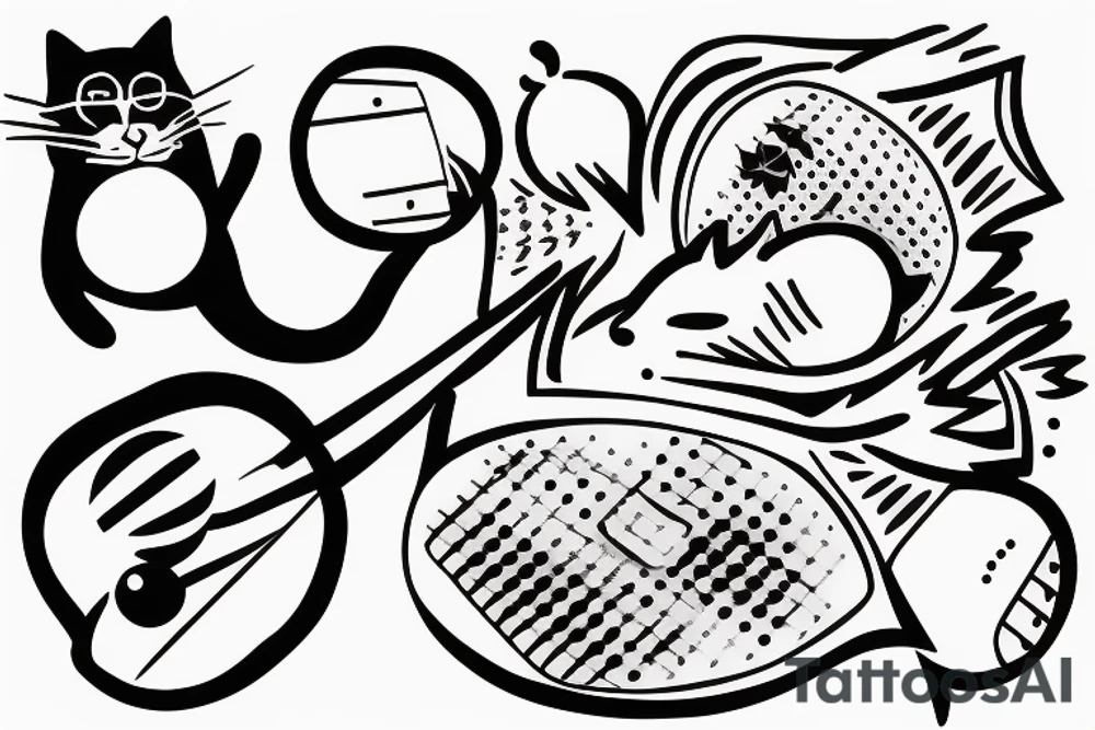 Two cats playing ping-pong tattoo idea