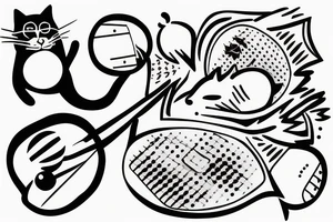 Two cats playing ping-pong tattoo idea