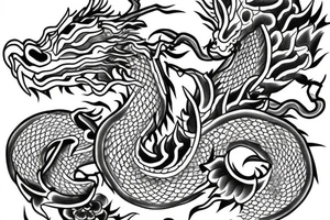 China dragon with flowers tattoo idea