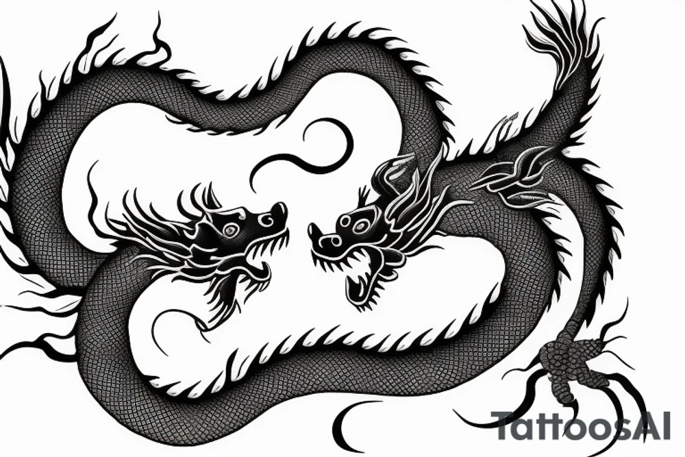 China dragon with flowers tattoo idea