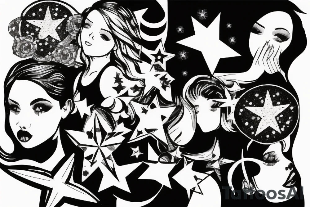 A girl playing with a star tattoo idea