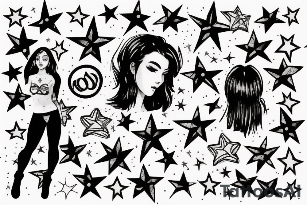 A girl playing with a star tattoo idea