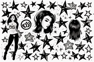 A girl playing with a star tattoo idea