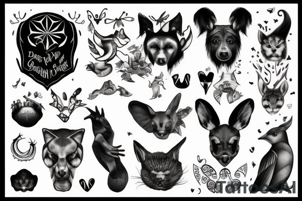 a reflection of a dark but very good soul with references to animals tattoo idea