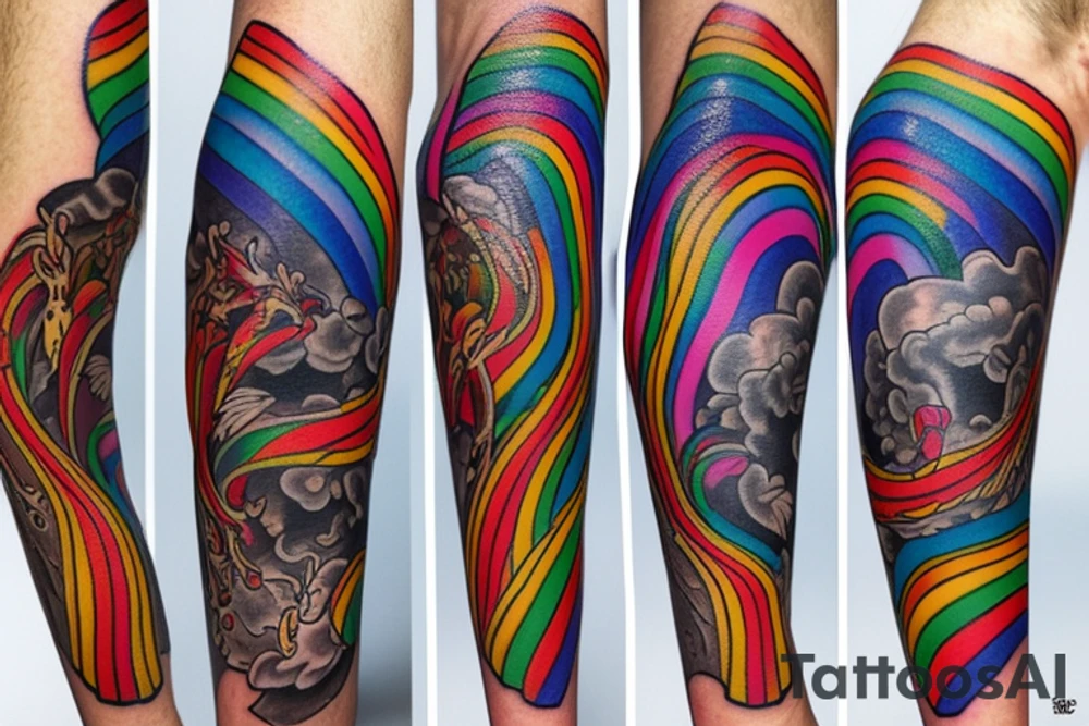 number seven with rgay rainbow colours tattoo idea